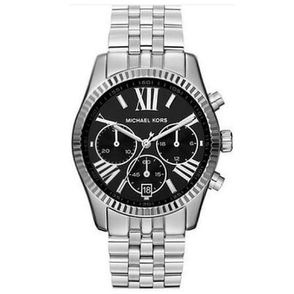 Michael Kors Lexington Silver Black Dial Femme