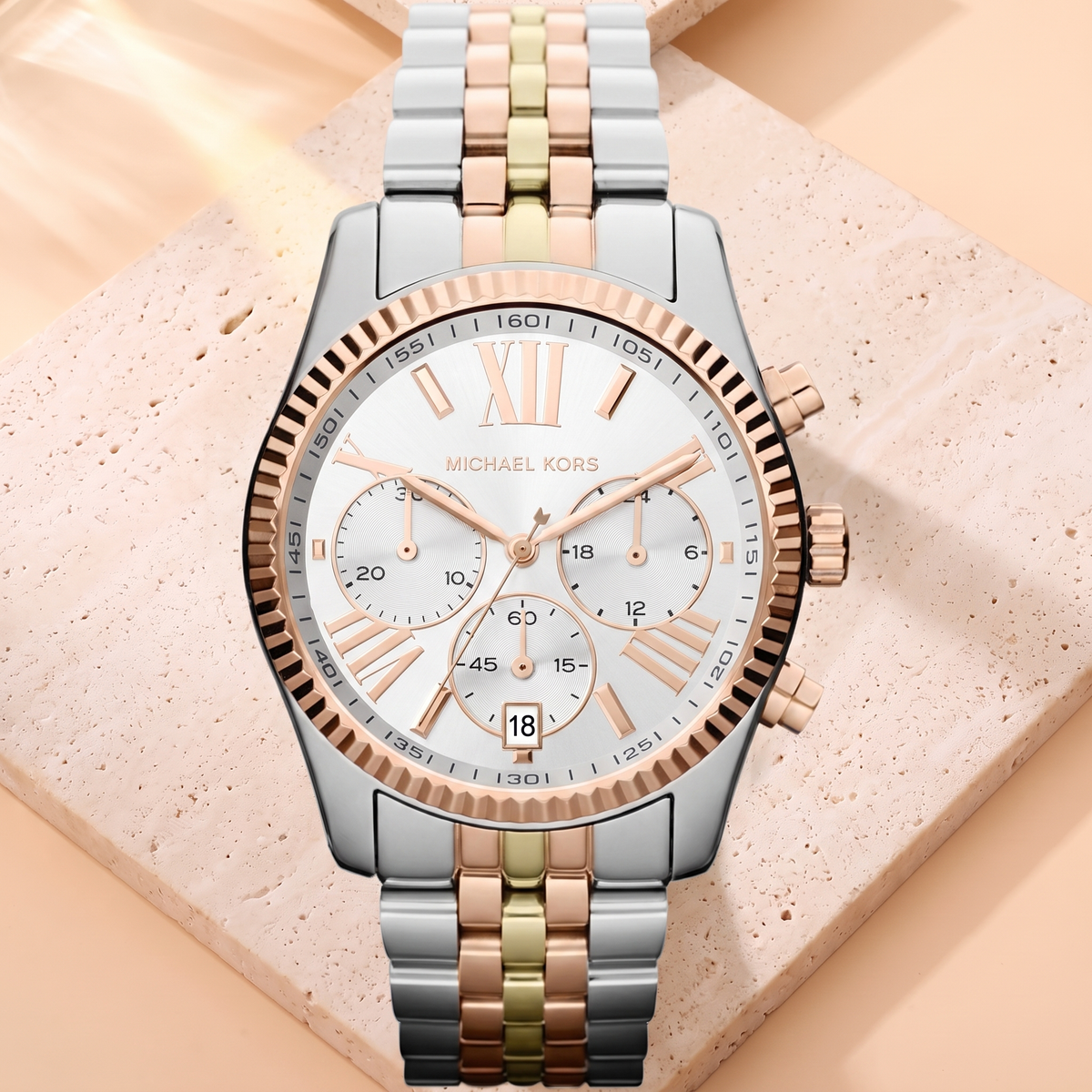 Michael Kors Lexington Tricolore, fond travertin
